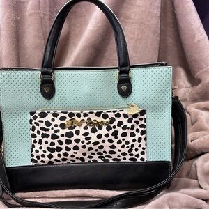 Betsy Johnson Mint Green Animal Print Purse